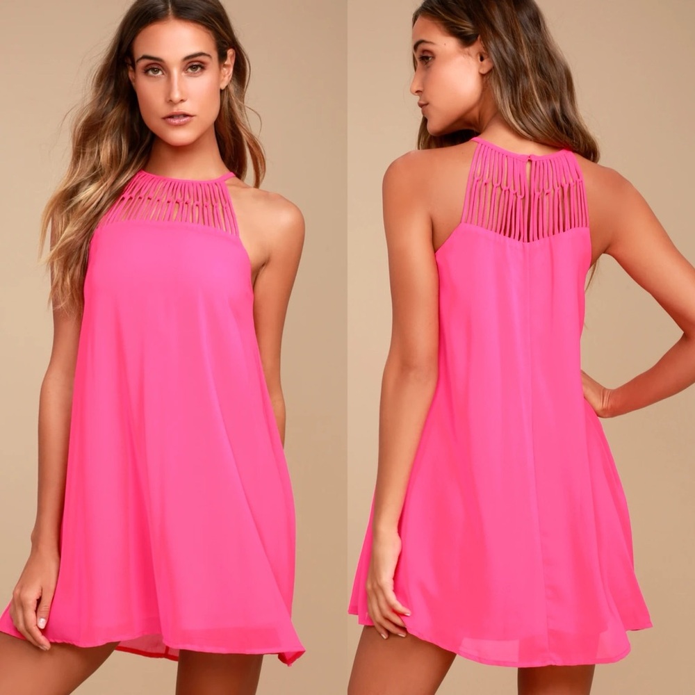 Lulus | Tell Me Fuchsia Swing Dress